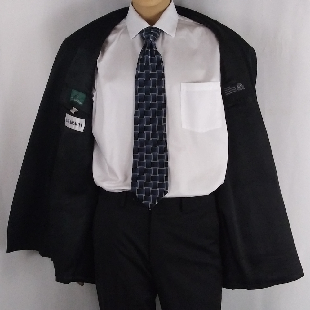 Bachrach black wool sport jacket men's size 44R. - Picture 3 of 8